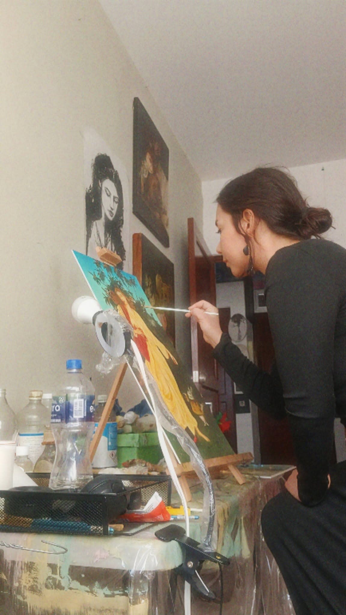Proceso: pintando en el caballete
